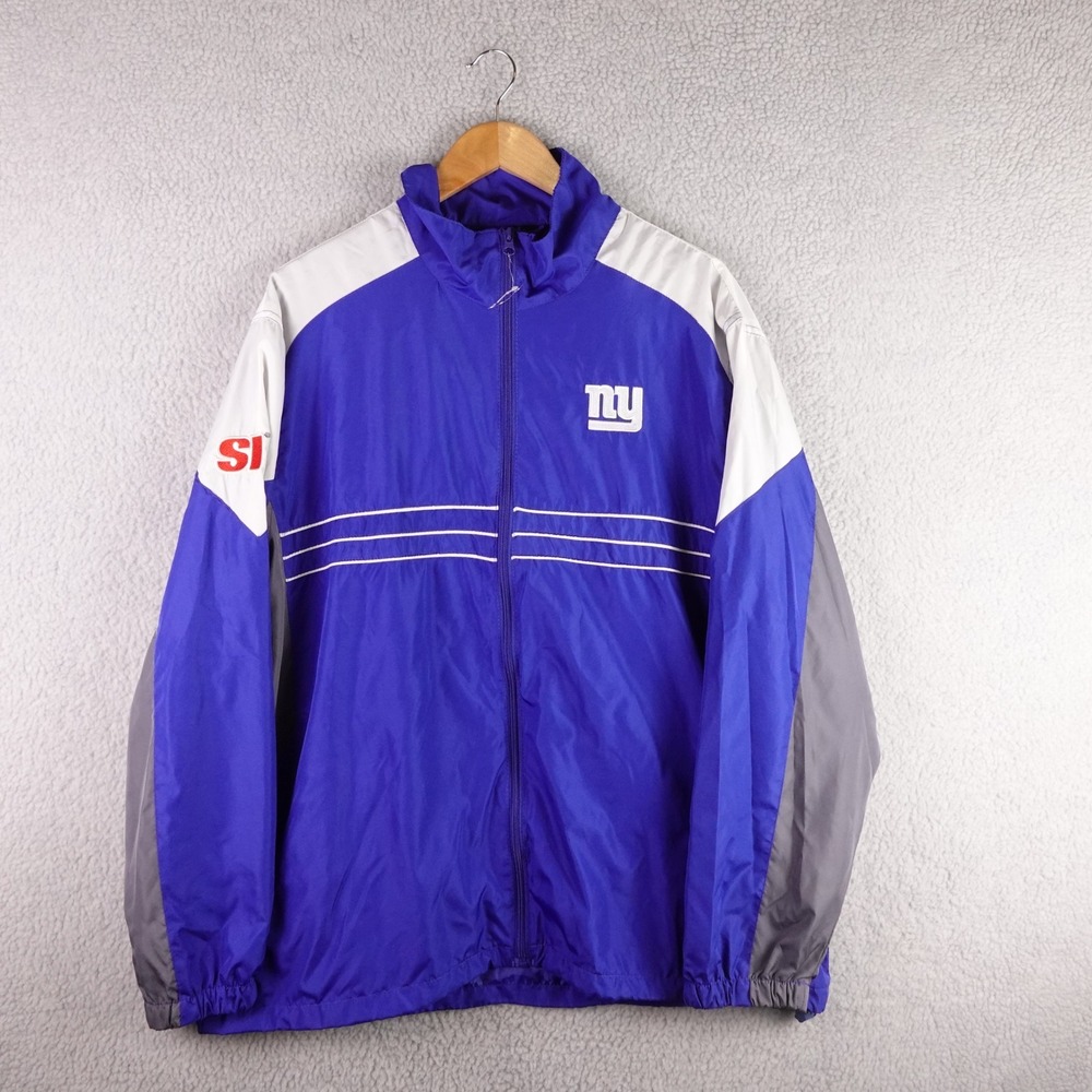 Vintage Reebok NFL Team Apparel New York Giants Windbreaker Jacket Blue Mens‎ XL